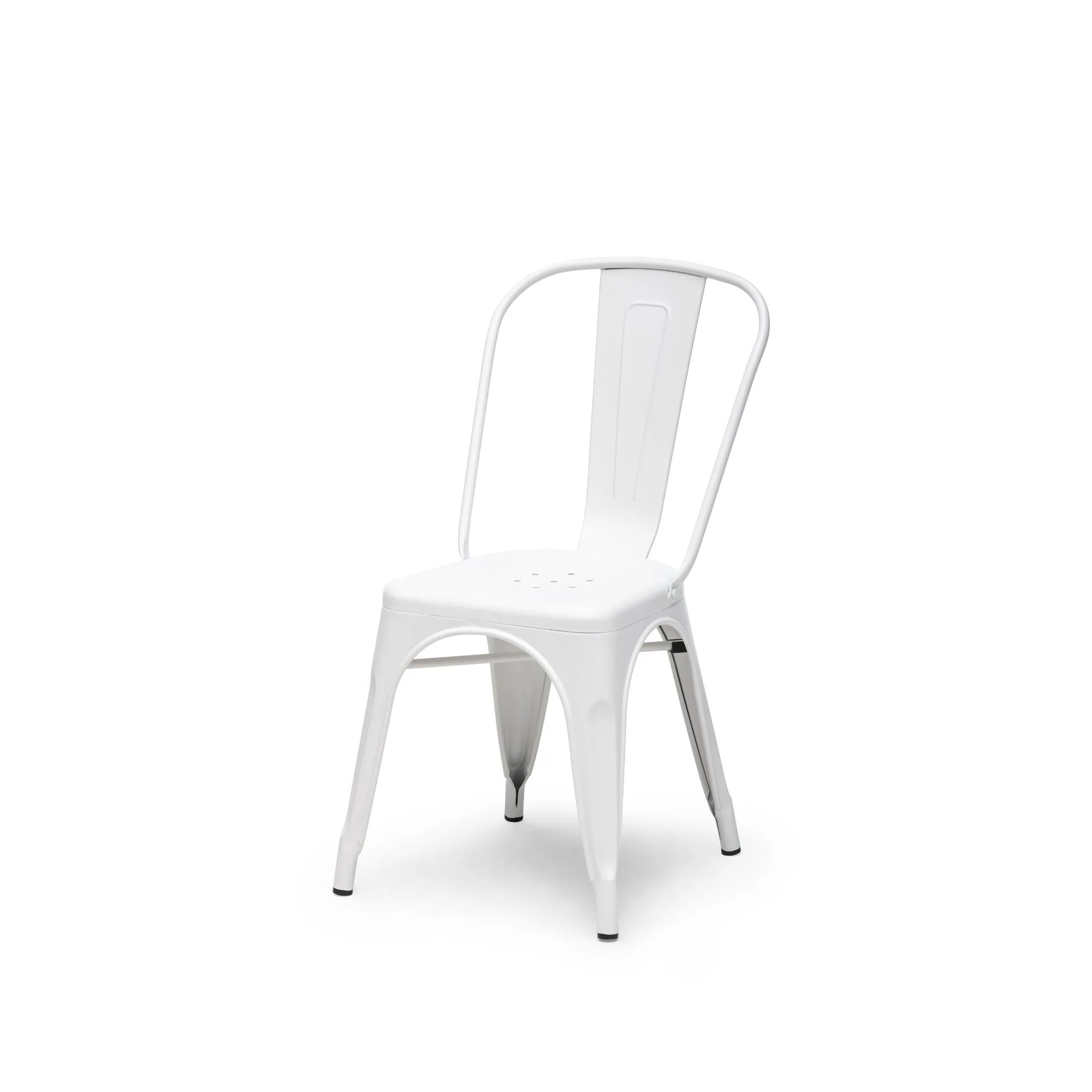 Sedia Juan stile industriale Tolix in metallo bianco per interni e bar.